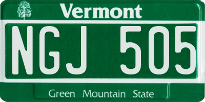 VT license plate NGJ505