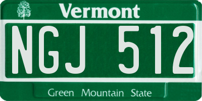 VT license plate NGJ512