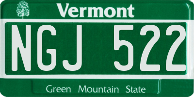 VT license plate NGJ522