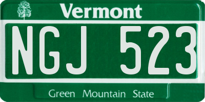 VT license plate NGJ523