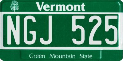 VT license plate NGJ525