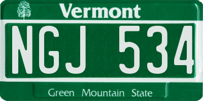 VT license plate NGJ534
