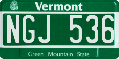 VT license plate NGJ536