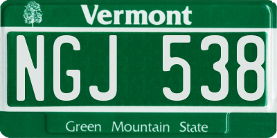 VT license plate NGJ538