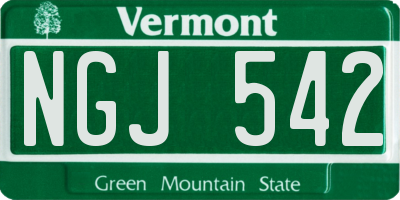 VT license plate NGJ542