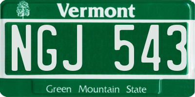 VT license plate NGJ543