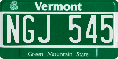 VT license plate NGJ545