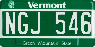 VT license plate NGJ546