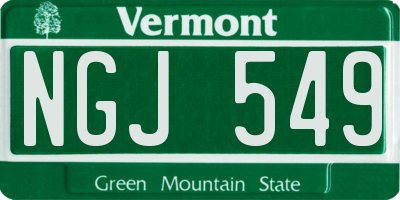 VT license plate NGJ549