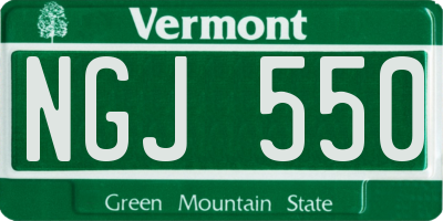 VT license plate NGJ550