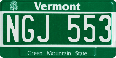 VT license plate NGJ553