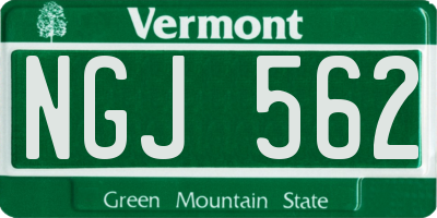 VT license plate NGJ562