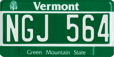 VT license plate NGJ564