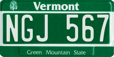 VT license plate NGJ567
