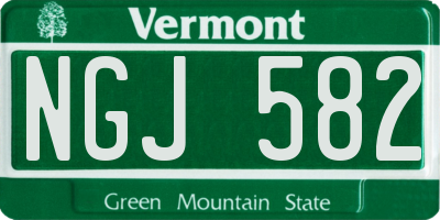 VT license plate NGJ582