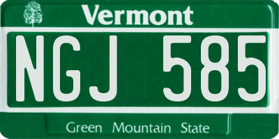 VT license plate NGJ585