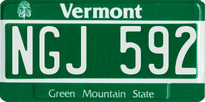 VT license plate NGJ592