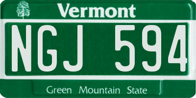 VT license plate NGJ594