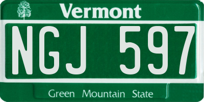 VT license plate NGJ597