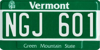 VT license plate NGJ601