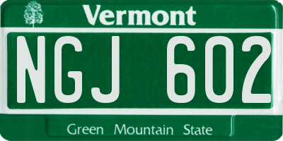 VT license plate NGJ602