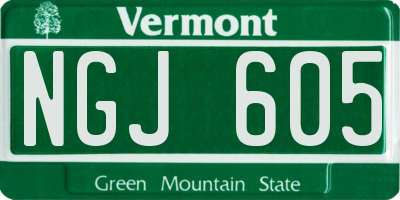 VT license plate NGJ605