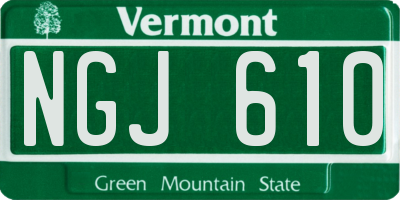 VT license plate NGJ610