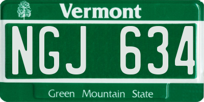 VT license plate NGJ634