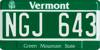 VT license plate NGJ643