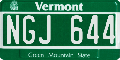 VT license plate NGJ644