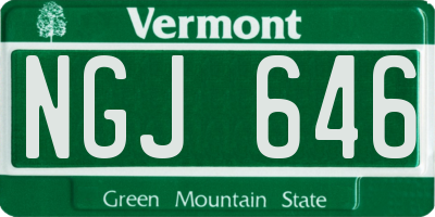 VT license plate NGJ646