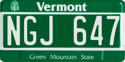 VT license plate NGJ647