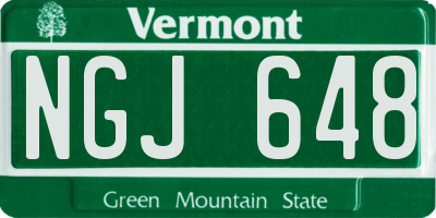 VT license plate NGJ648