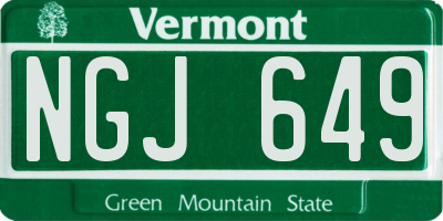 VT license plate NGJ649