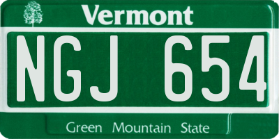 VT license plate NGJ654