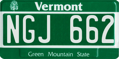 VT license plate NGJ662