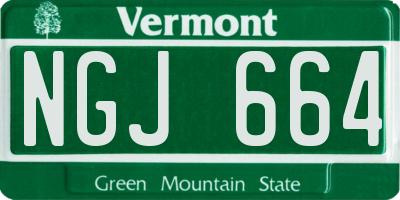 VT license plate NGJ664