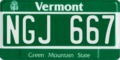 VT license plate NGJ667