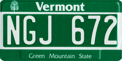 VT license plate NGJ672