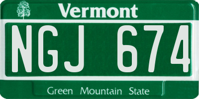 VT license plate NGJ674