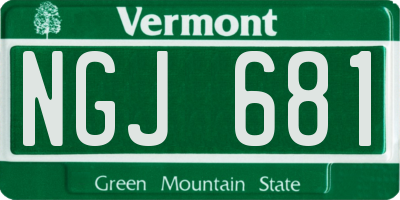 VT license plate NGJ681
