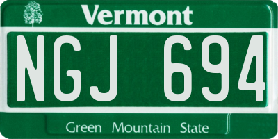 VT license plate NGJ694