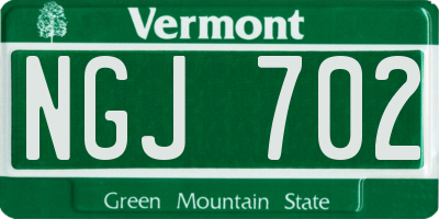 VT license plate NGJ702