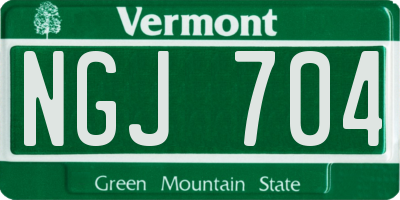 VT license plate NGJ704