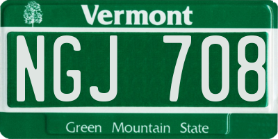 VT license plate NGJ708