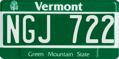 VT license plate NGJ722