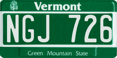 VT license plate NGJ726