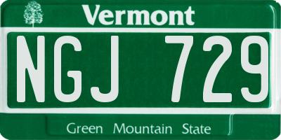 VT license plate NGJ729