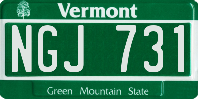 VT license plate NGJ731