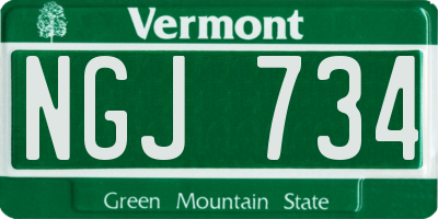 VT license plate NGJ734